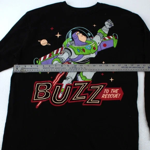 Disney Pixar Toy Story Buzz Lightyear Long Sleeve T Shirt Black Size L - Picture 2 of 5